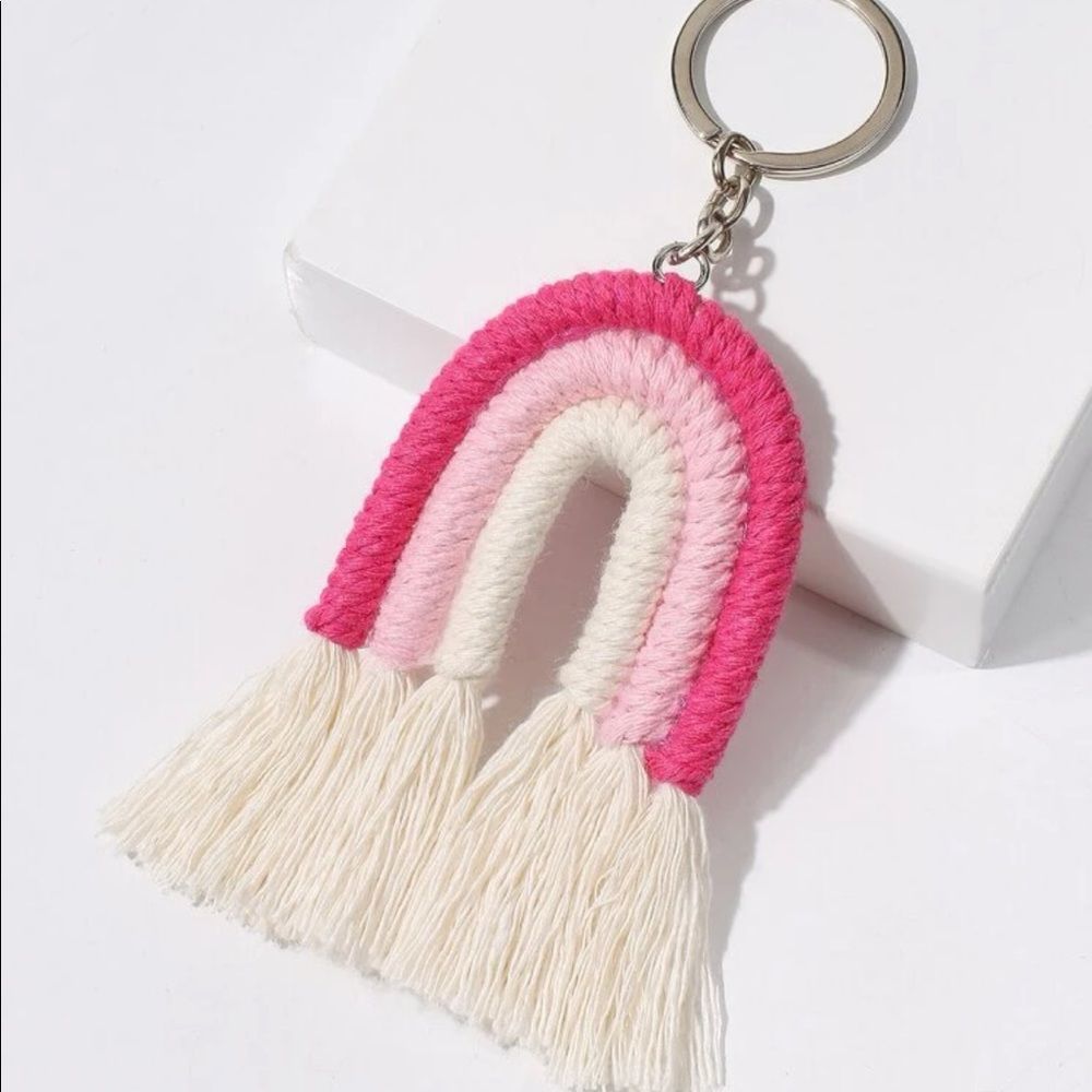 New Boho Rainbow Tassel Purse Charm Backpack Keychain Stocking Stuffer Gift